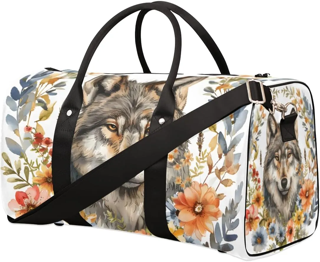 Wild Animal Wolf Travel Duffle Bag for Women Men Gym Duffel Foldable Bag Waterproof Weekender Cute Wolf Duffle Tote
