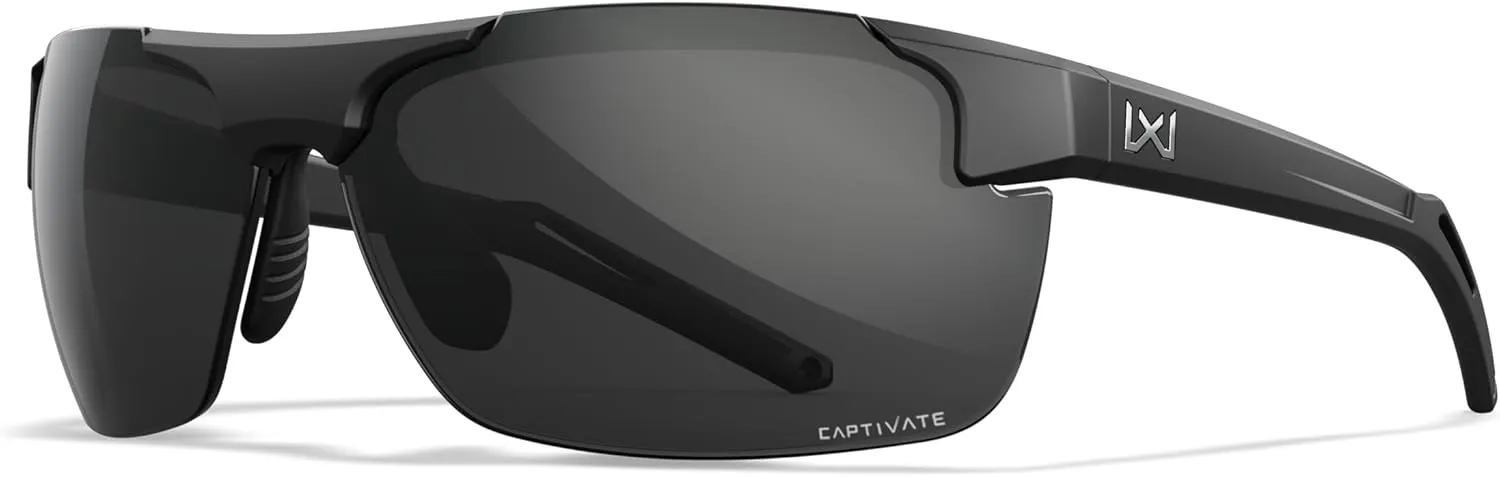 Wiley X WX Prime Sunglasses Safety Glasses for Men Shatterproof UV Eye Protection for Combat and Shooting Captivate Grey Lenses Matte Black Frames