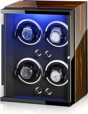 Winding Box Watch Winders - Vertical Colorful Watch Shaker Mechanical Watch Automatic Winding Device Watch Storage Box Rotating Placer Home Display Holder Organizer，Ebony Wood Black 4