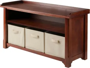 Winsome Verona Bench, 3 Small, Walnut/Beige