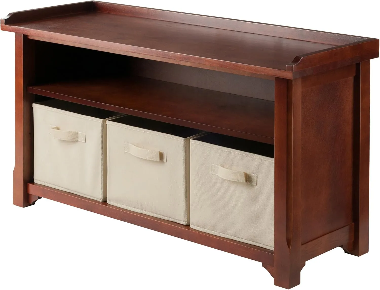 Winsome Verona Bench, 3 Small, Walnut/Beige