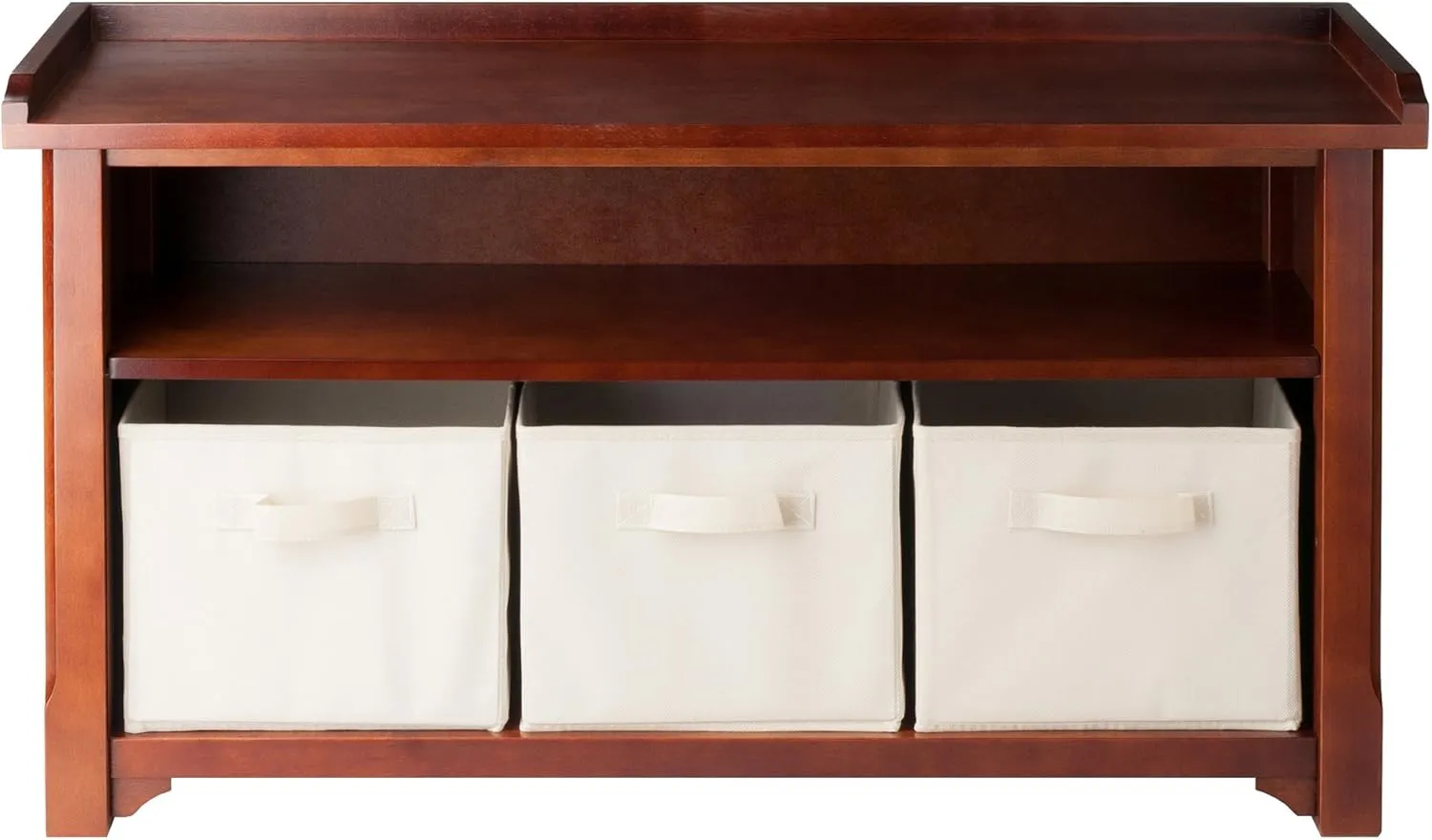 Winsome Verona Bench, 3 Small, Walnut/Beige