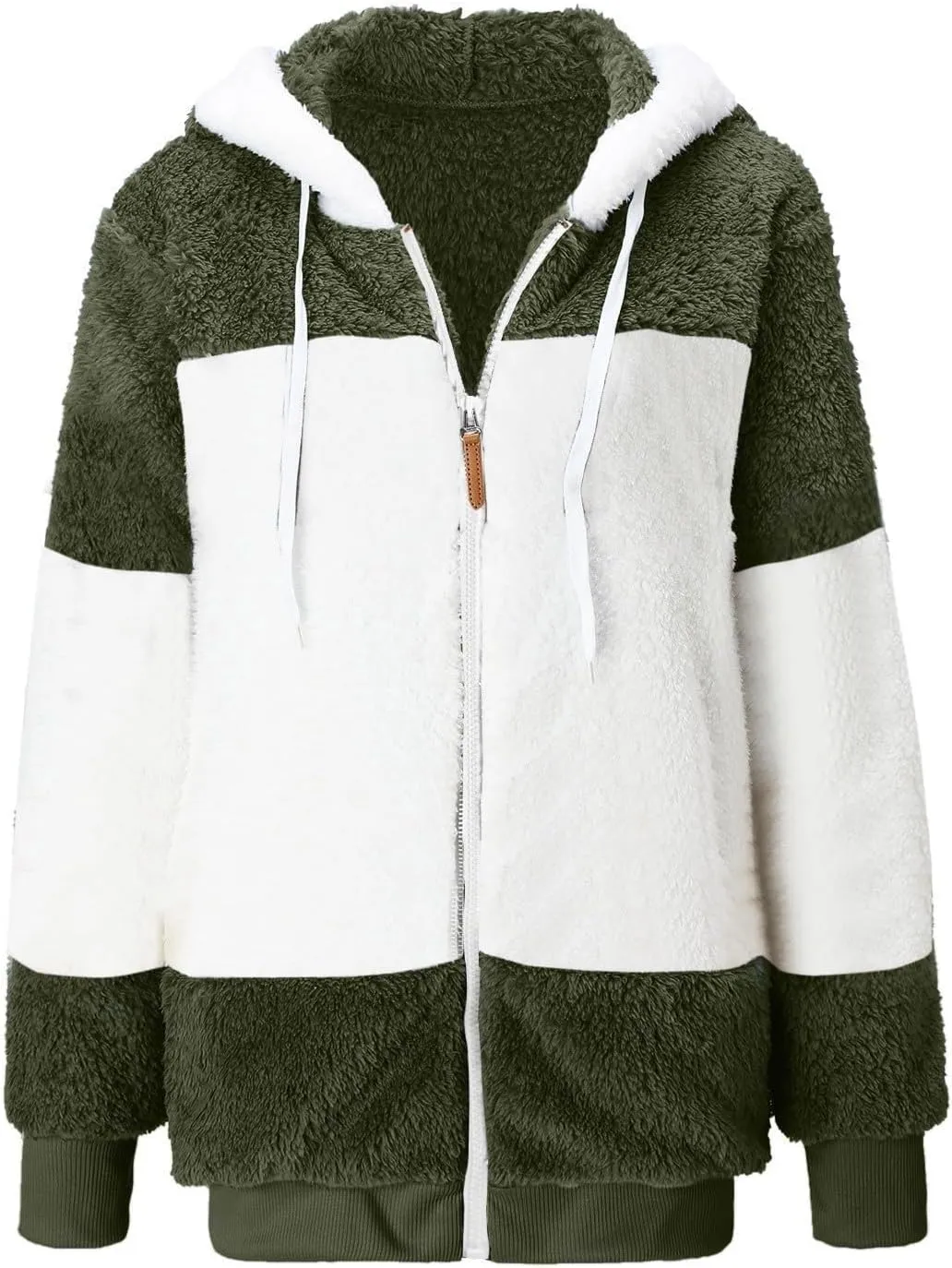 Winter Coats for Women 2024 Long Sleeve Faux Fur Fleece Jacket Zipper Plus Size Hooded Fuzzy Outerwear With Pockets