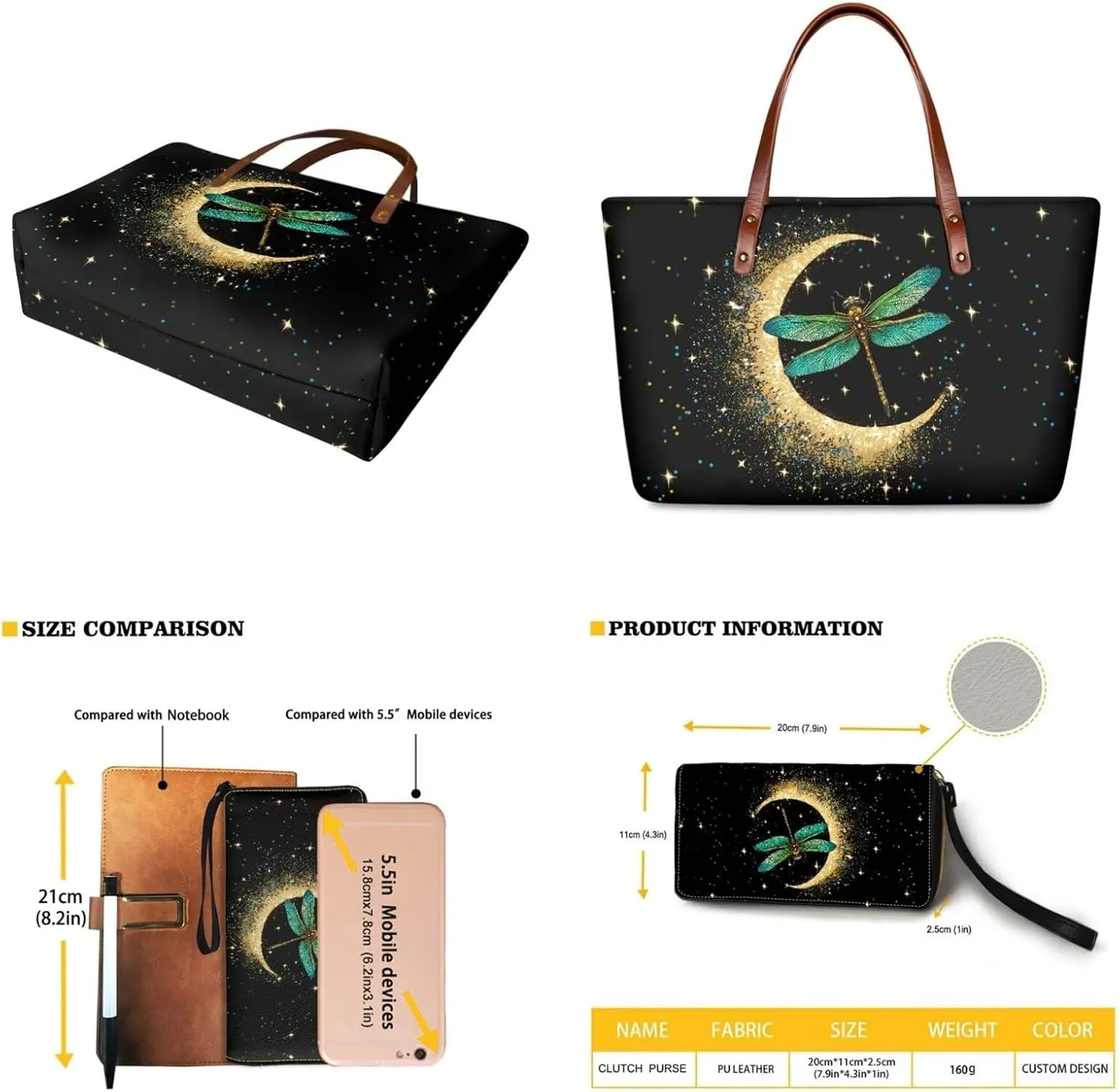 Women Handbag Purse Set Large Shoulder Bag 2 Pcs Top Handle Purse with PU Leather Wallet Set