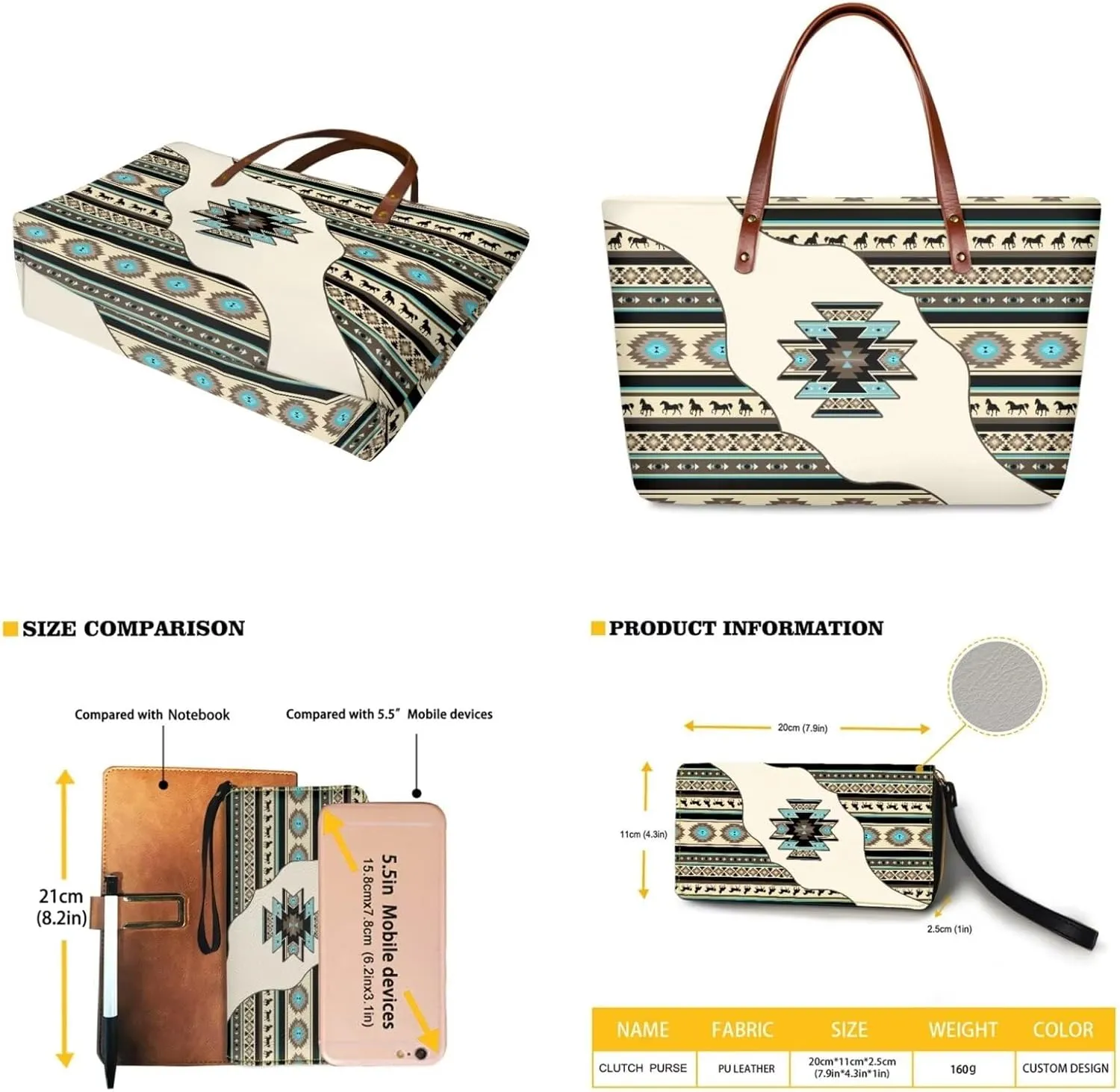 Women Handbag Purse Set Large Shoulder Bag 2 Pcs Top Handle Purse with PU Leather Wallet Set