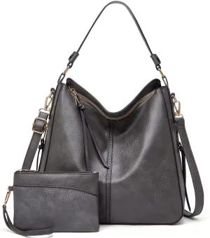 Women Handbags and Purse Sets Vegan Leather Tote Bags Fashion Hobo Bags Shoulder Bag Satchel Handbag Zip Wallet 2Pcs