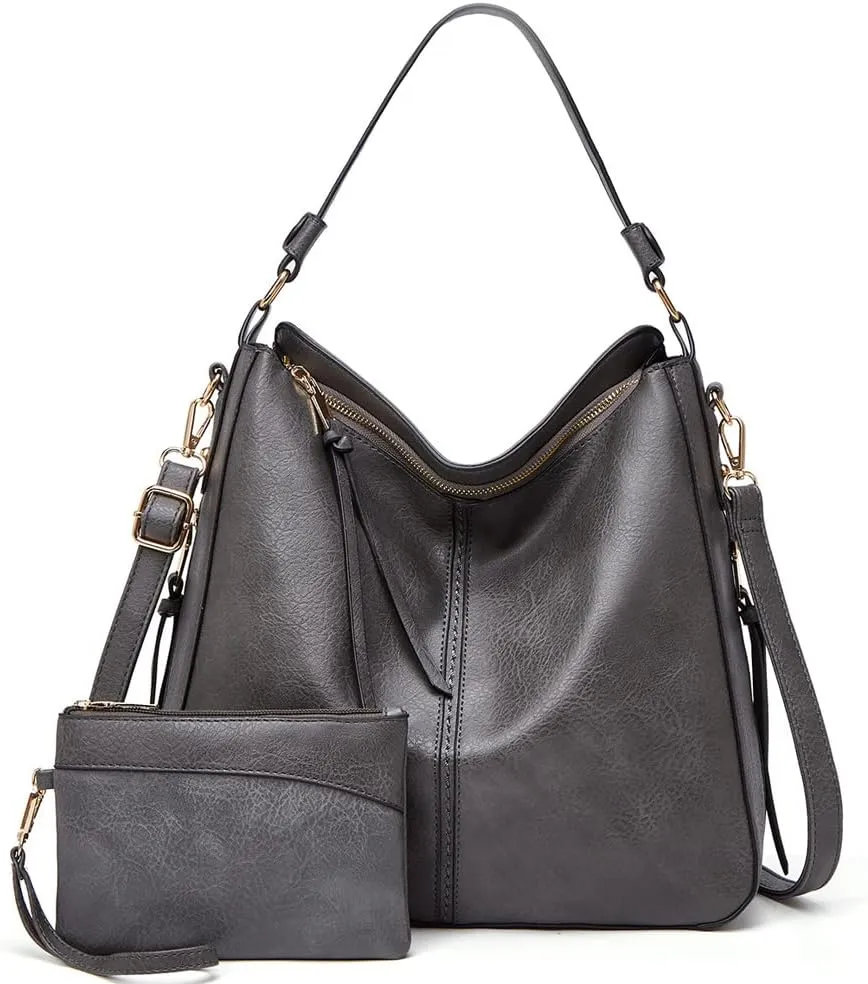 Women Handbags and Purse Sets Vegan Leather Tote Bags Fashion Hobo Bags Shoulder Bag Satchel Handbag Zip Wallet 2Pcs