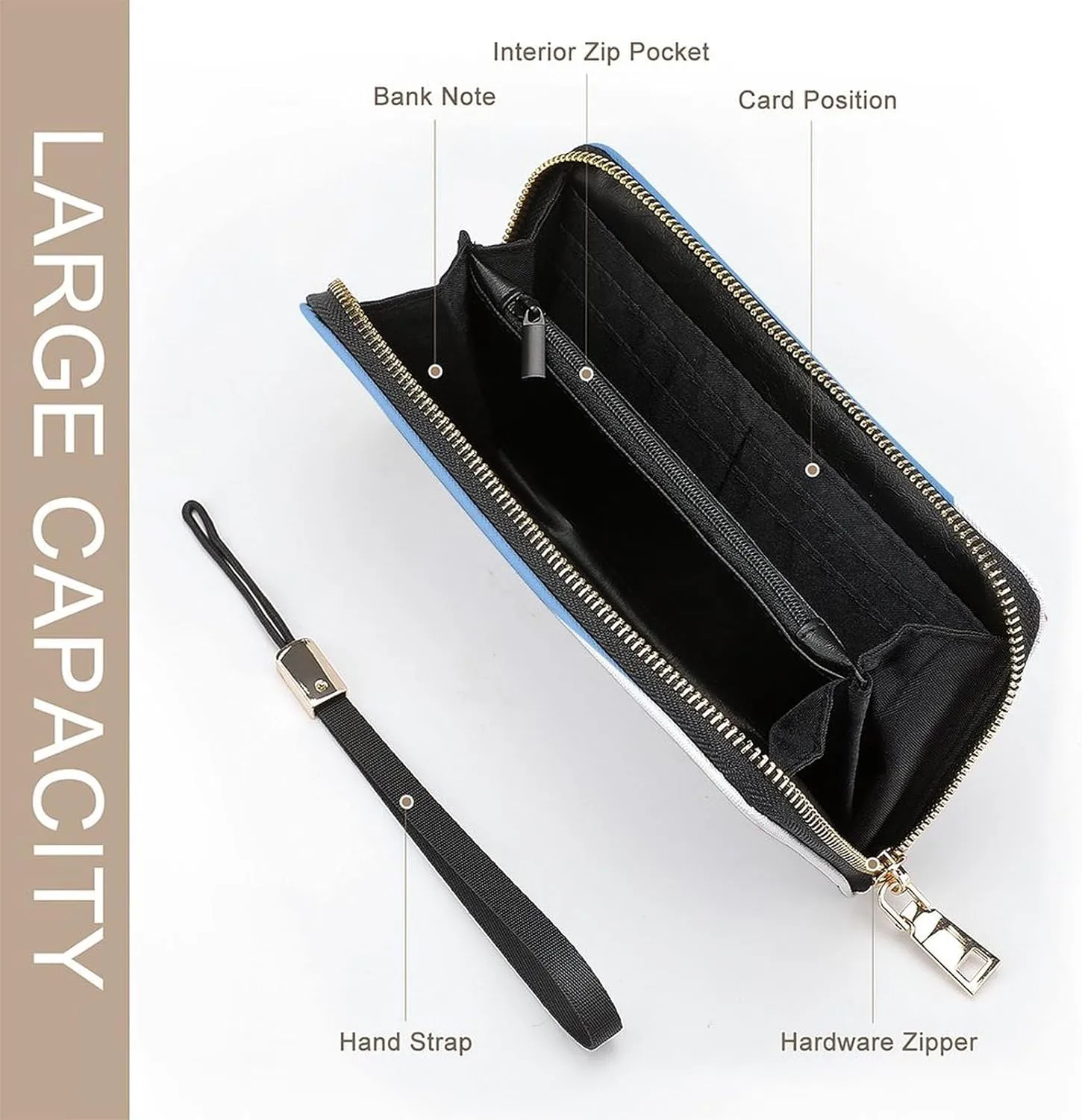 Women Men Djibouti Flag Zipper Long Purse with Removable Wristlet Stylish PU Wallet Travel Clutch