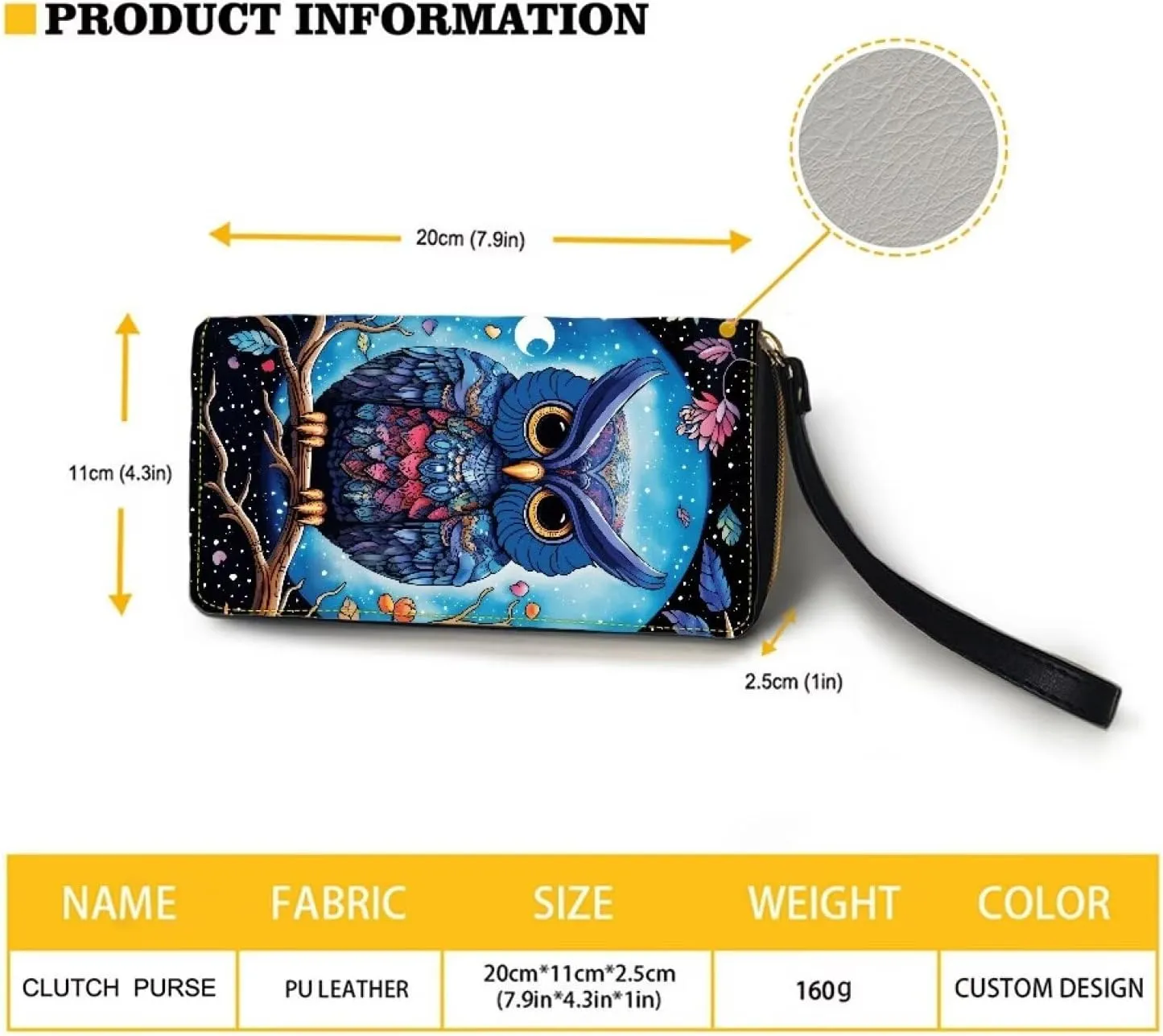 Women PU Leather Long Zipper Wallet Sunflower Elephant