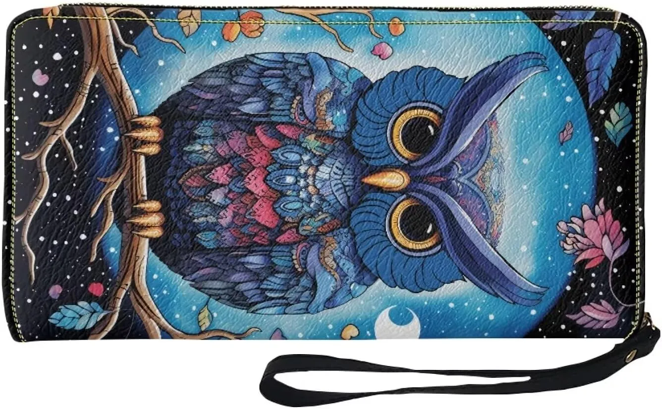 Women PU Leather Long Zipper Wallet Sunflower Elephant