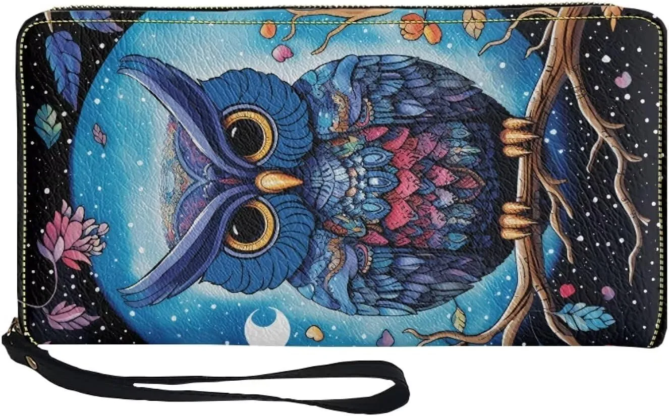 Women PU Leather Long Zipper Wallet Sunflower Elephant