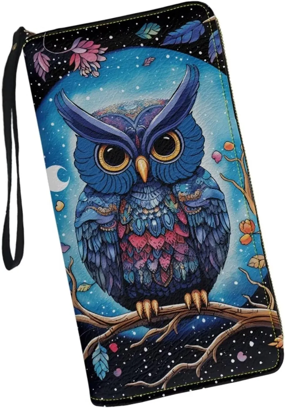 Women PU Leather Long Zipper Wallet Sunflower Elephant