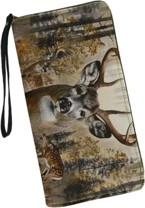 Women PU Leather Long Zipper Wallet Sunflower Elephant