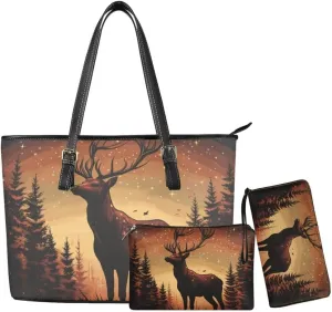 Women Purse Handbags Wallet Sets Leather Shoulder Tote Bag for Women,Top Handle Purse with Wrist Wallet Bag