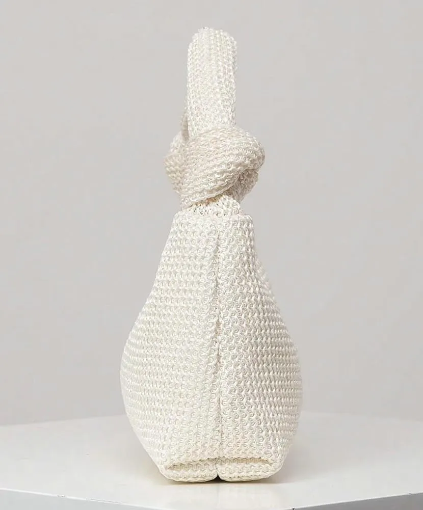 Women Summer Straw Tote Bag 2025 Woven Knot Handle Design Shoulder Handbag Underarm Small Vacation Crochet Beach Purse