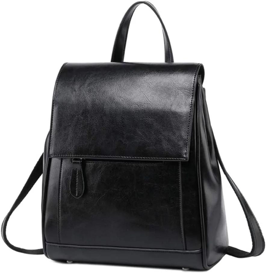 Womens Backpack Purse Soft Leather Antitheft Rucksack Ladies Versatile Shoulder Bag Daypack Travel Office Bag Black