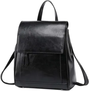 Womens Backpack Purse Soft Leather Antitheft Rucksack Ladies Versatile Shoulder Bag Daypack Travel Office Bag Black
