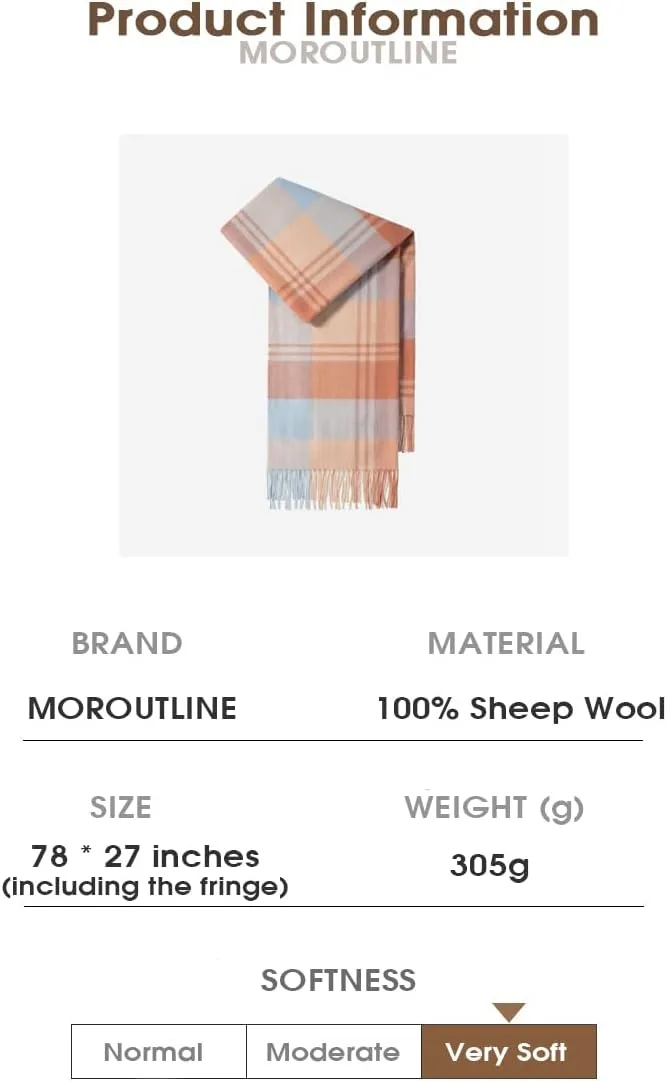 Womens Cashmere Scarf (Baby Alpaca) Large Soft Warm plaid shawls Wraps for Winter Mens Scarves Gifts