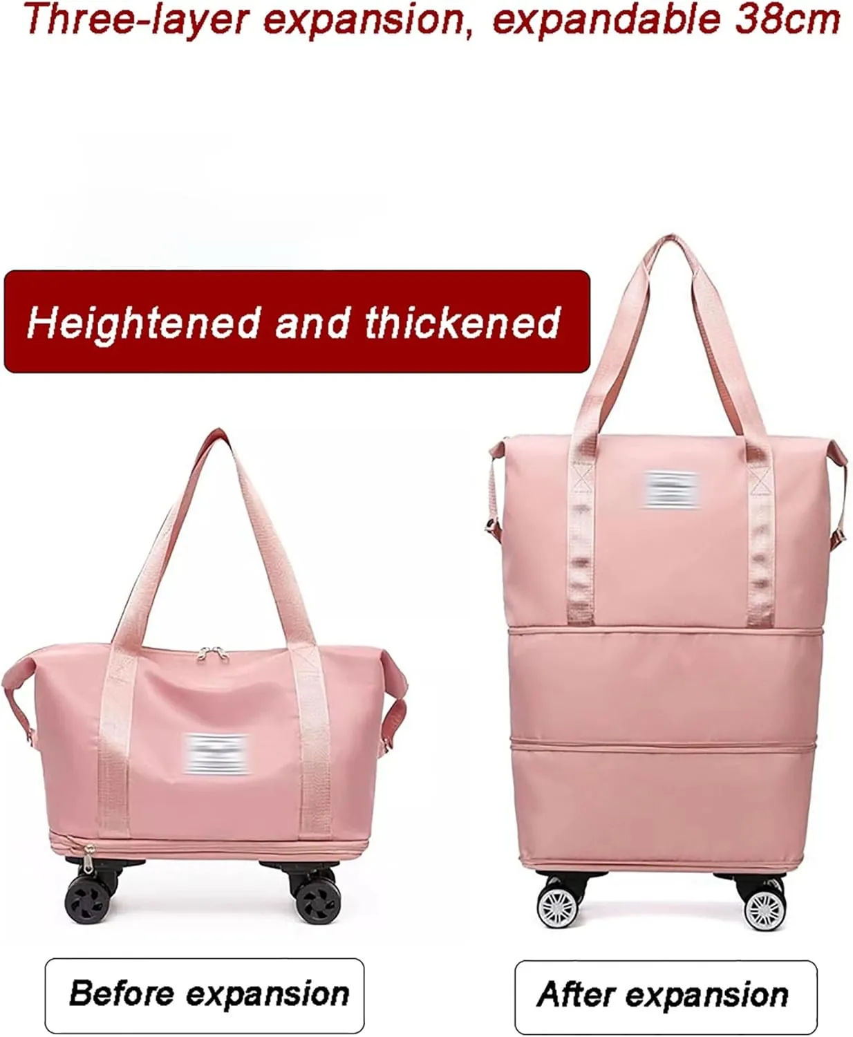 Women's Expandable Wheeled Duffle Bag - Large Capacity with 360° Spinner Wheels & Detachable Packing Cubes, Carry-On Luggage for Short Trips, Gym, Weekend Getaway(Gray)