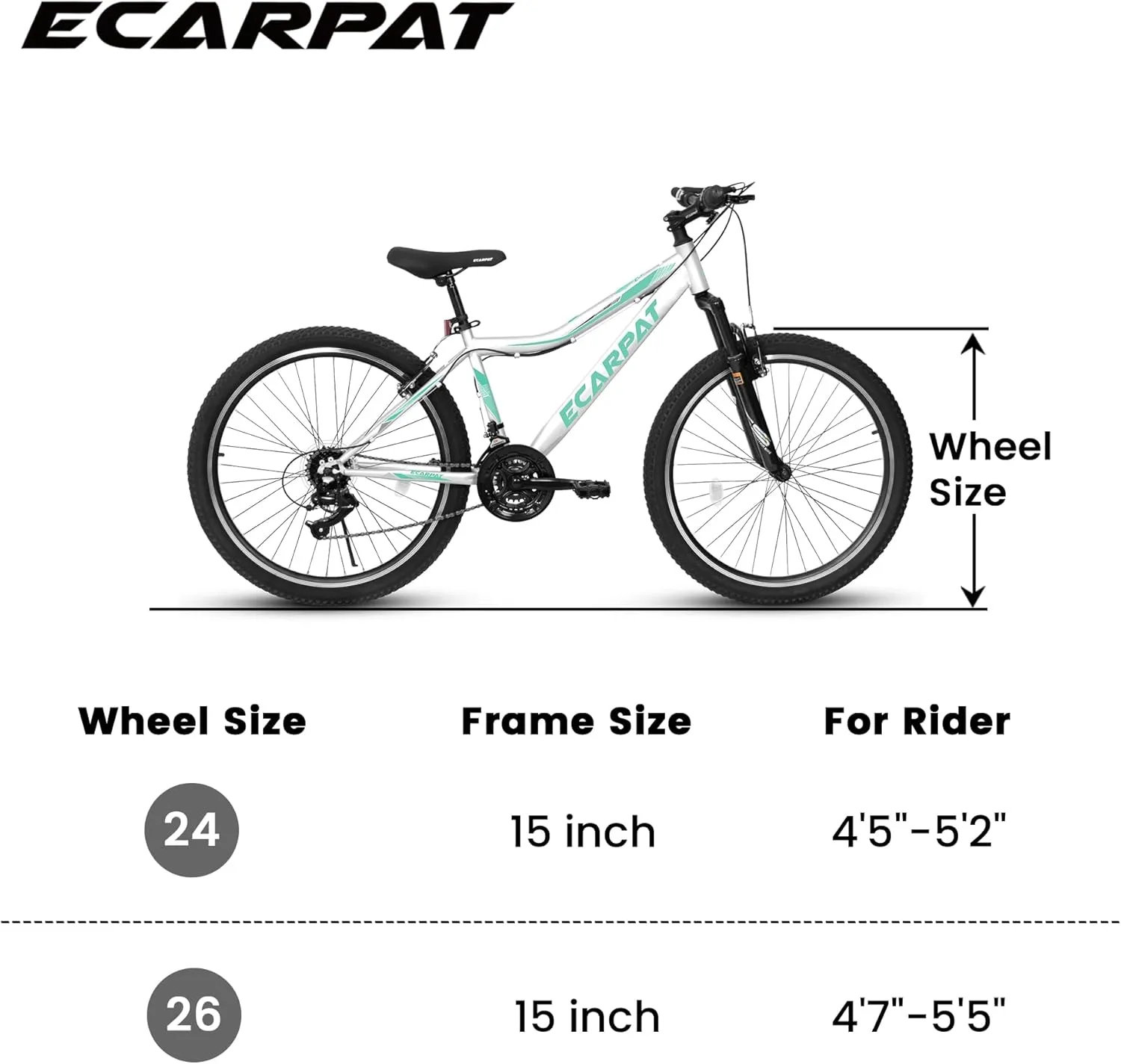 Womens' Girls 24/26 Inch Kids Mountain Bikes, 21-Speed Children's Day Gifts for Ages 10  Years Old Bicycles, School Work Daily Commuting Summer Travel Bikes