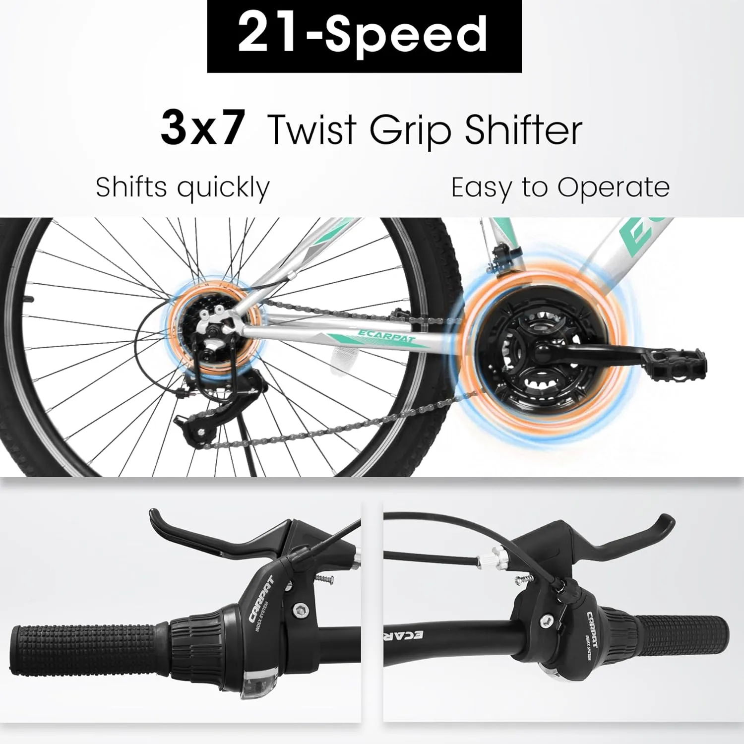 Womens' Girls 24/26 Inch Kids Mountain Bikes, 21-Speed Children's Day Gifts for Ages 10  Years Old Bicycles, School Work Daily Commuting Summer Travel Bikes