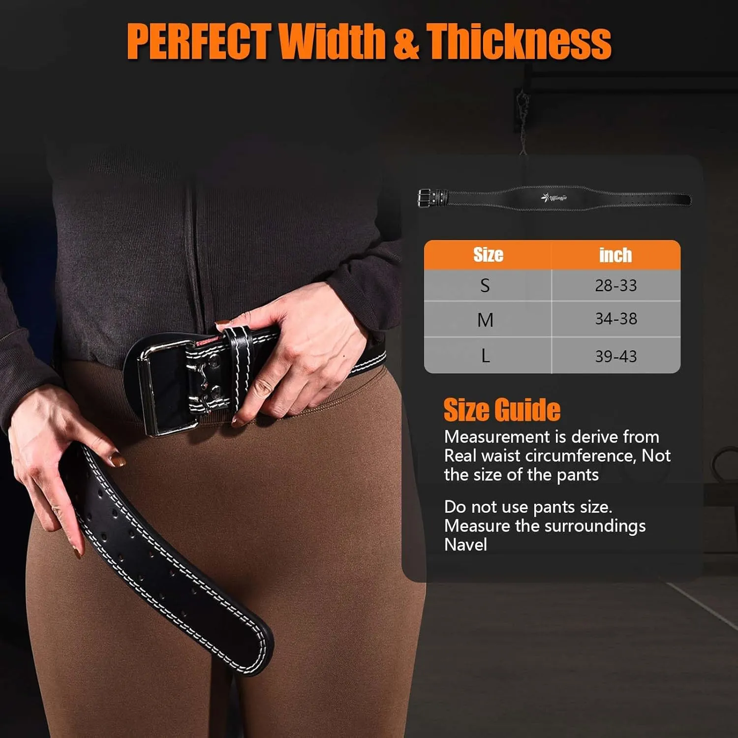 Women's Leather Lumbar Gym Belt for Heavy Lifting - 6.8mm Thick Weight Lifting Belt with Back Brace Support（Women & Men）, Squat Belt for Squats, Deadlifts & Strength Training (3 Sizes） (S/M/L)