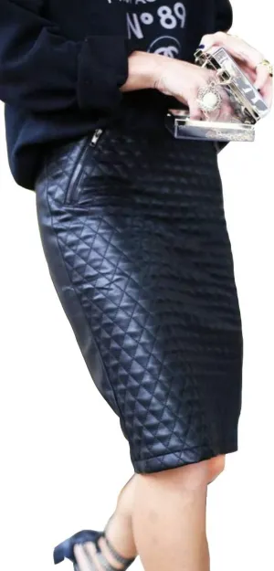 Women's Leather Skirt Genuine Soft Lambskin Leather Knee-Length Skirt RK001