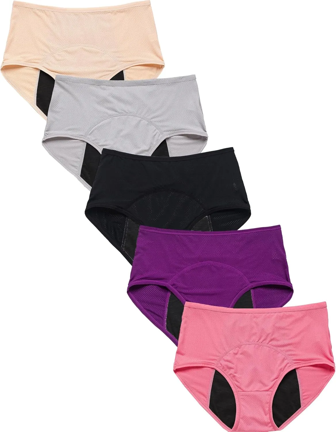 Womens Mesh Period Panties High Waisted Menstrual Leak Proof Underwear Incontinence Protective Briefs(H-4-5-1,X-Large)