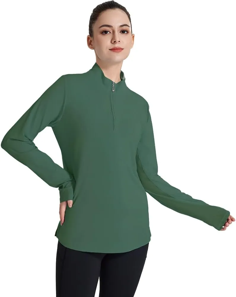 Women's UPF 50  1/4 Zip Pullover Sun Shirts Long Sleeve UV Protection Shirt Quick Dry Lightweight Outdoor Tops