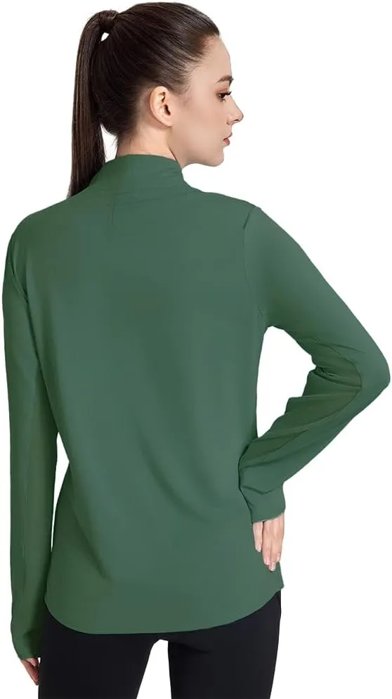 Women's UPF 50  1/4 Zip Pullover Sun Shirts Long Sleeve UV Protection Shirt Quick Dry Lightweight Outdoor Tops
