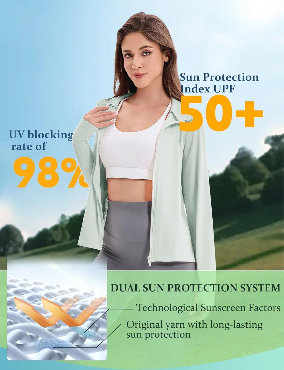 Women's UPF 50  UV Sun Protection Hoodie Breathable Cool Jackets Athletic Long Sleeve Shirts For Outdoor Hiking