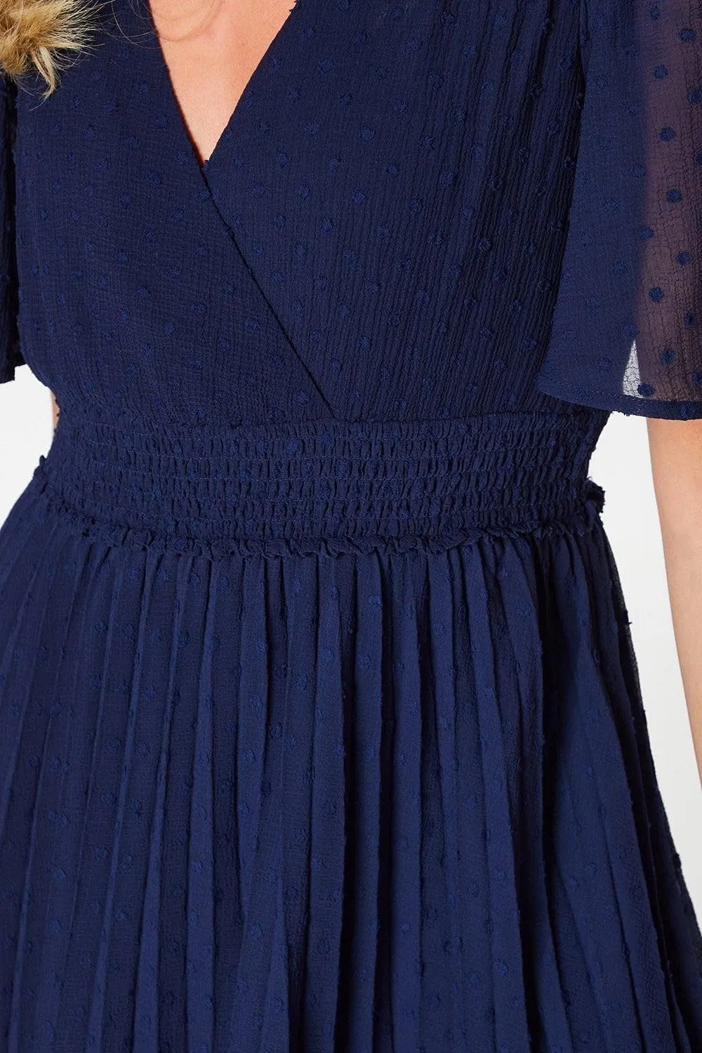 Womens/Ladies Pleated Dobby Chiffon Wrap Midi Dress
