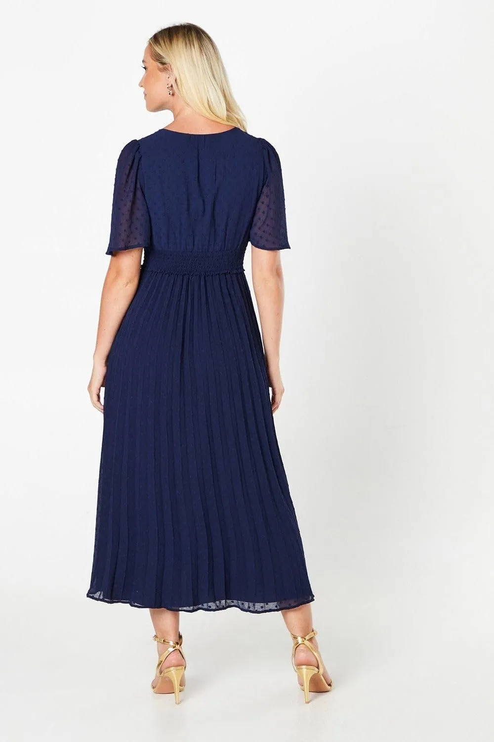 Womens/Ladies Pleated Dobby Chiffon Wrap Midi Dress