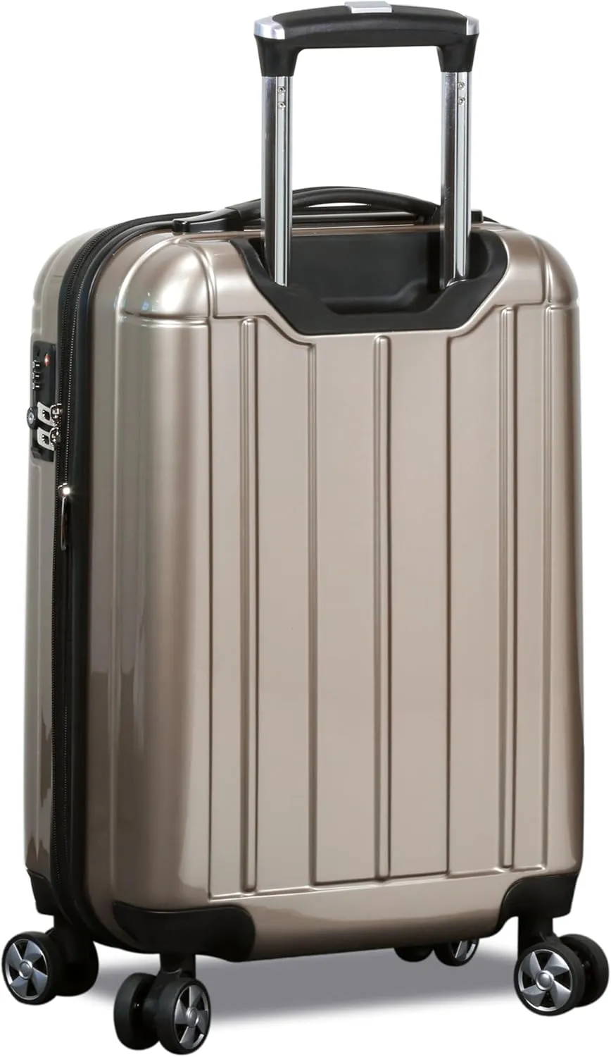 World Traveler Contour Lightweight Polycarbonate Hardside Expandable Spinner Luggage with TSA Lock, Champagne, 2-Piece Set(20in,24in)