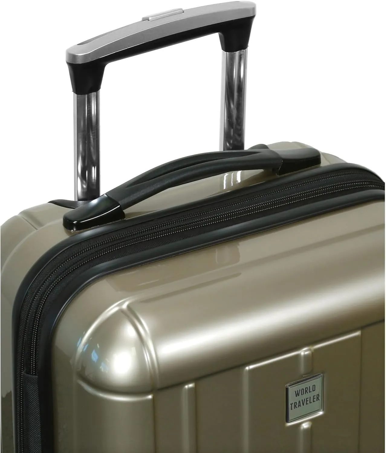 World Traveler Contour Lightweight Polycarbonate Hardside Expandable Spinner Luggage with TSA Lock, Champagne, 2-Piece Set(20in,24in)