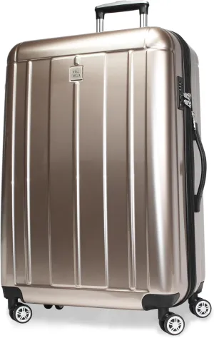 World Traveler Contour Lightweight Polycarbonate Hardside Expandable Spinner Luggage with TSA Lock, Champagne, 28-inch