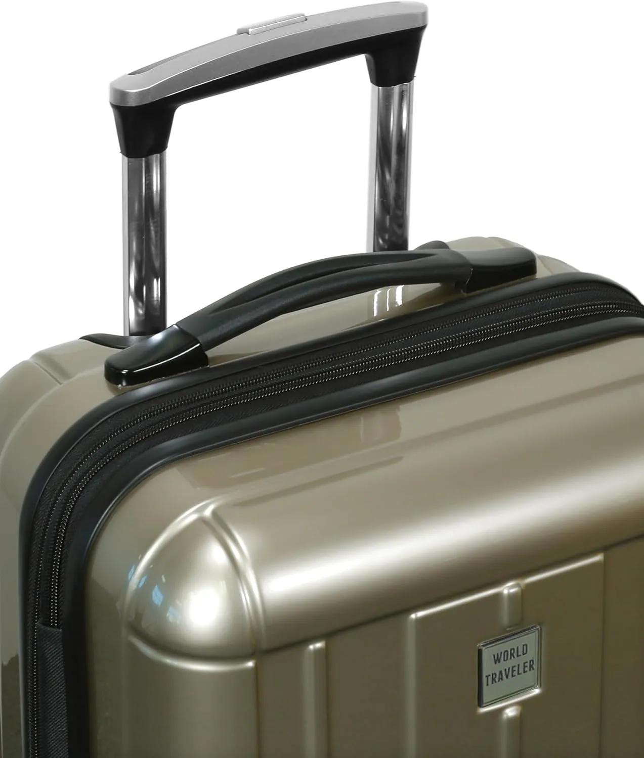 World Traveler Contour Lightweight Polycarbonate Hardside Expandable Spinner Luggage with TSA Lock, Champagne, 28-inch
