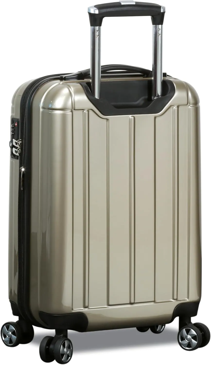 World Traveler Contour Lightweight Polycarbonate Hardside Expandable Spinner Luggage with TSA Lock, Champagne, 28-inch