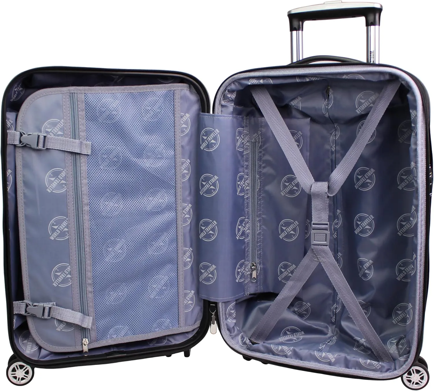 World Traveler Contour Lightweight Polycarbonate Hardside Expandable Spinner Luggage with TSA Lock, Champagne, 28-inch