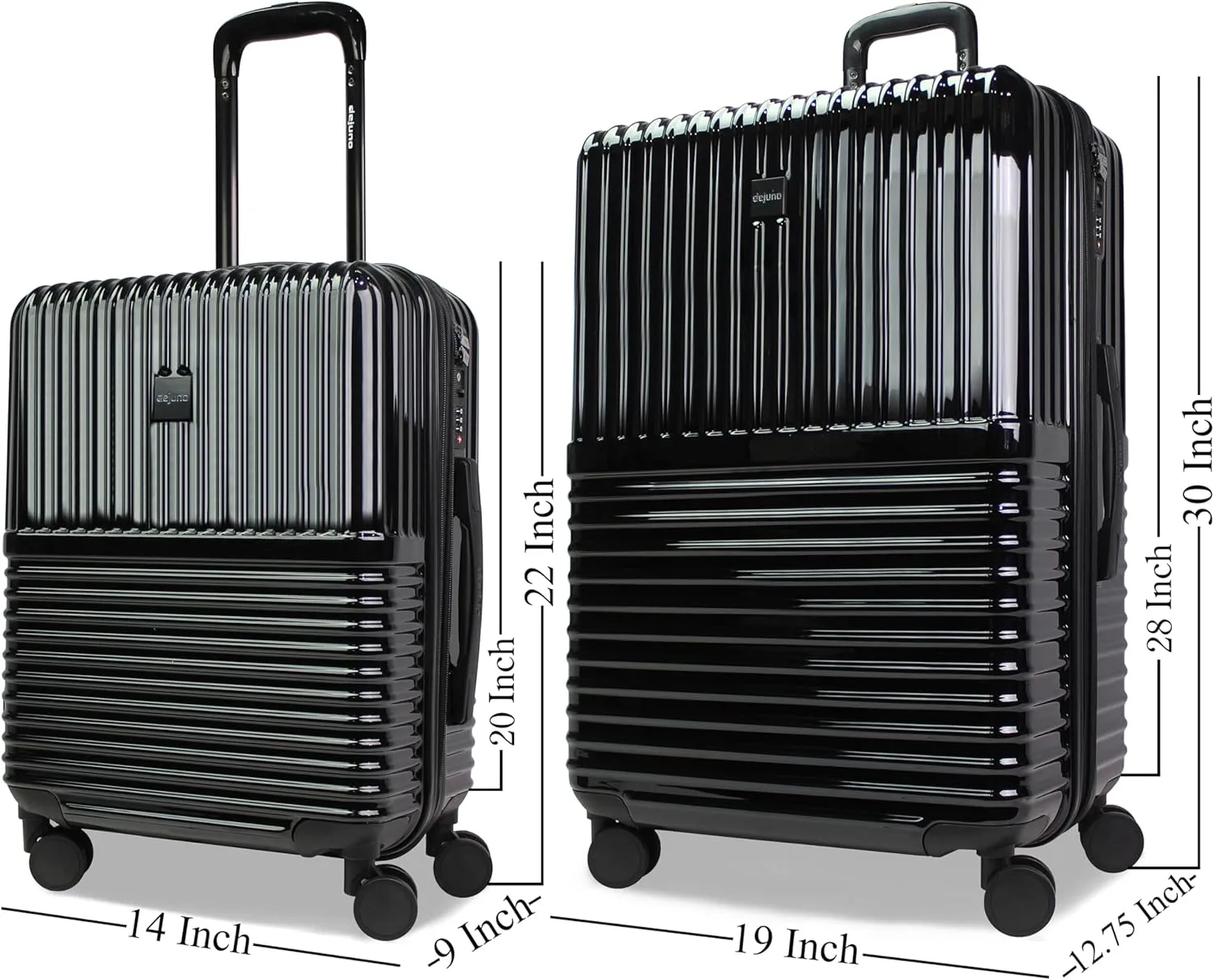 World Traveler Dejuno Tonal Lightweight Polycarbonate Hardside Expandable Spinner Luggage Suitcase with TSA Lock, Onyx, 2-Piece Set(20in,28in)