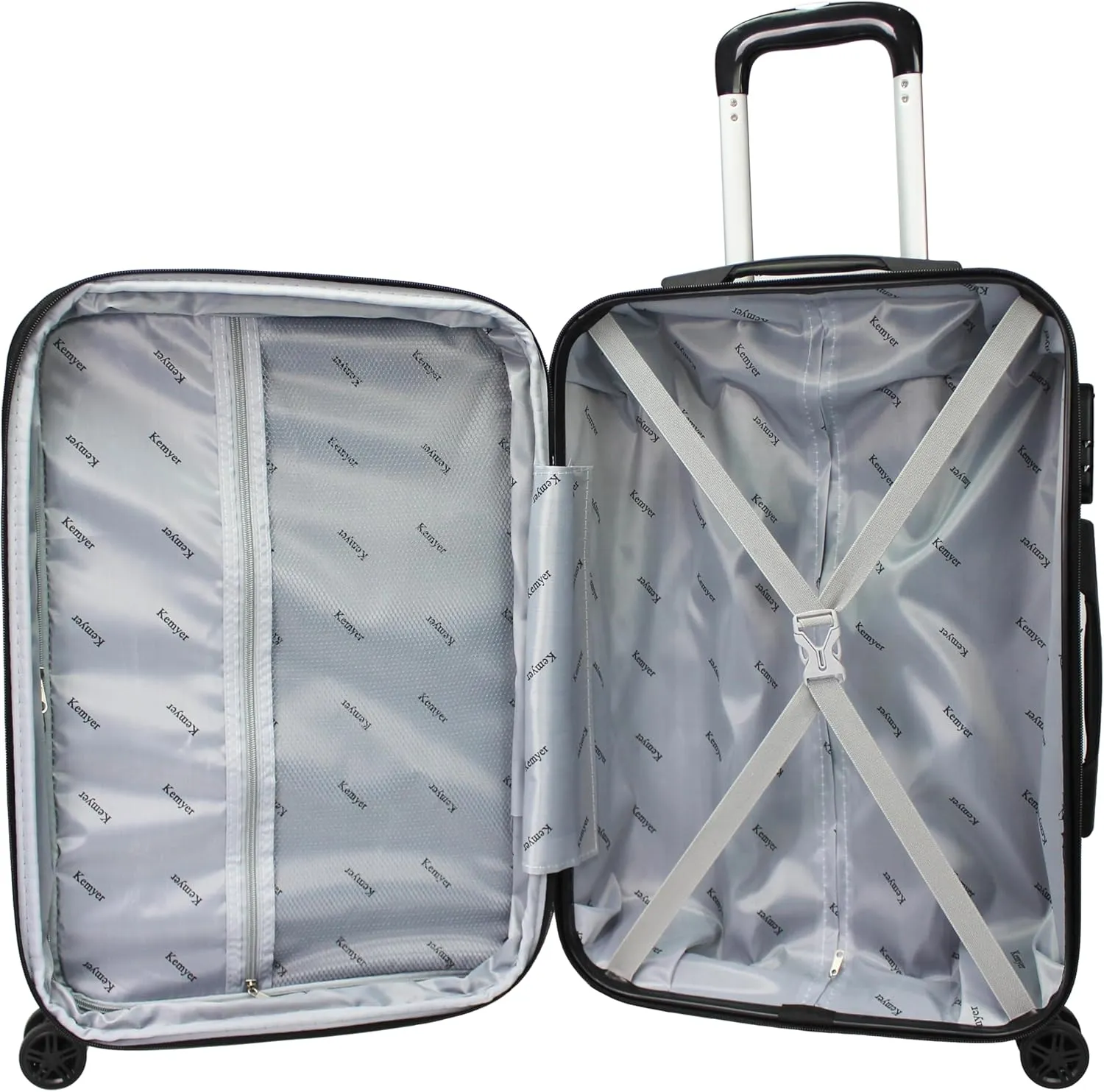 World Traveler Kemyer Quest Hardside Lightweight Expandable Spinner Suitcase Luggage, Black, 20-inch