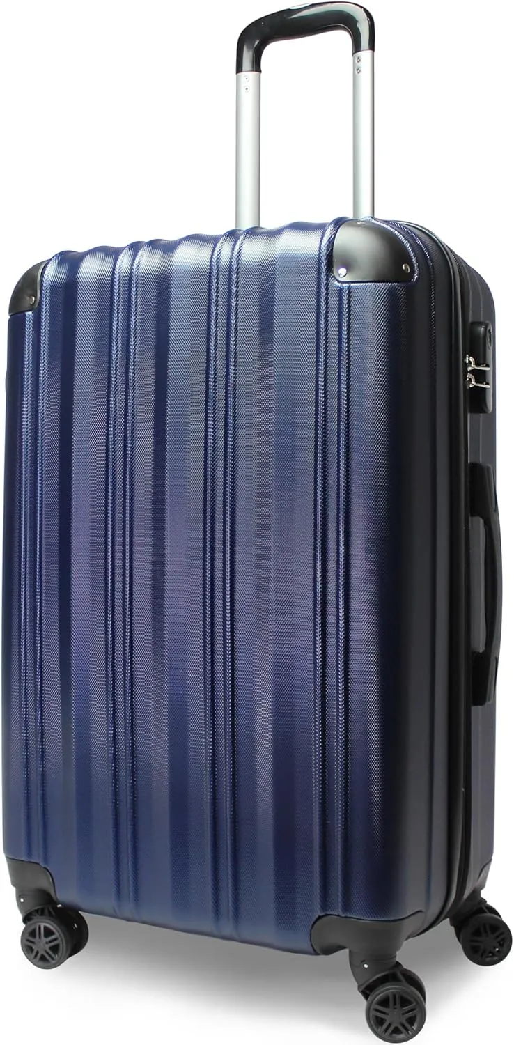 World Traveler Kemyer Quest Hardside Lightweight Expandable Spinner Suitcase Luggage, Navy, 25-inch