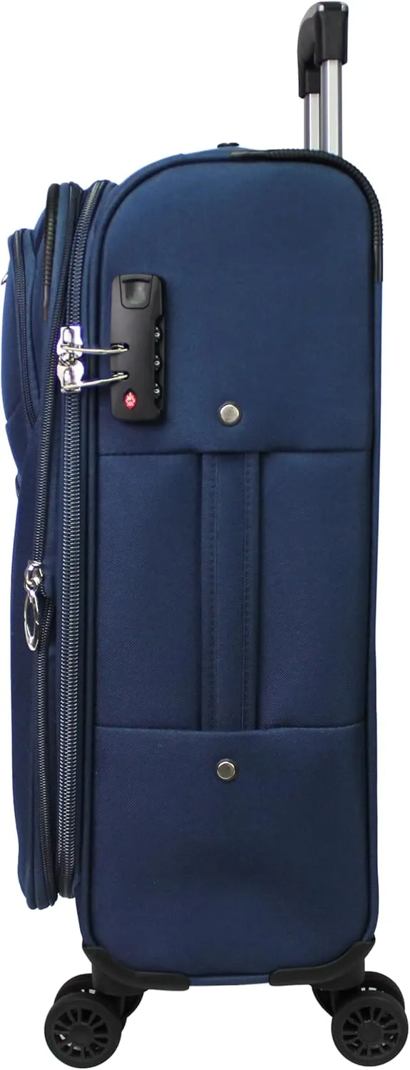 World Traveler Kemyer Softside Lightweight Expandable Spinner Luggage, Navy, 3-Piece Set(20in,25in,29in)