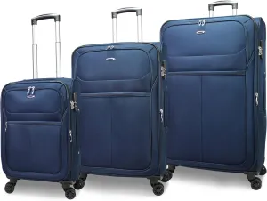 World Traveler Kemyer Softside Lightweight Expandable Spinner Luggage, Navy, 3-Piece Set(20in,25in,29in)