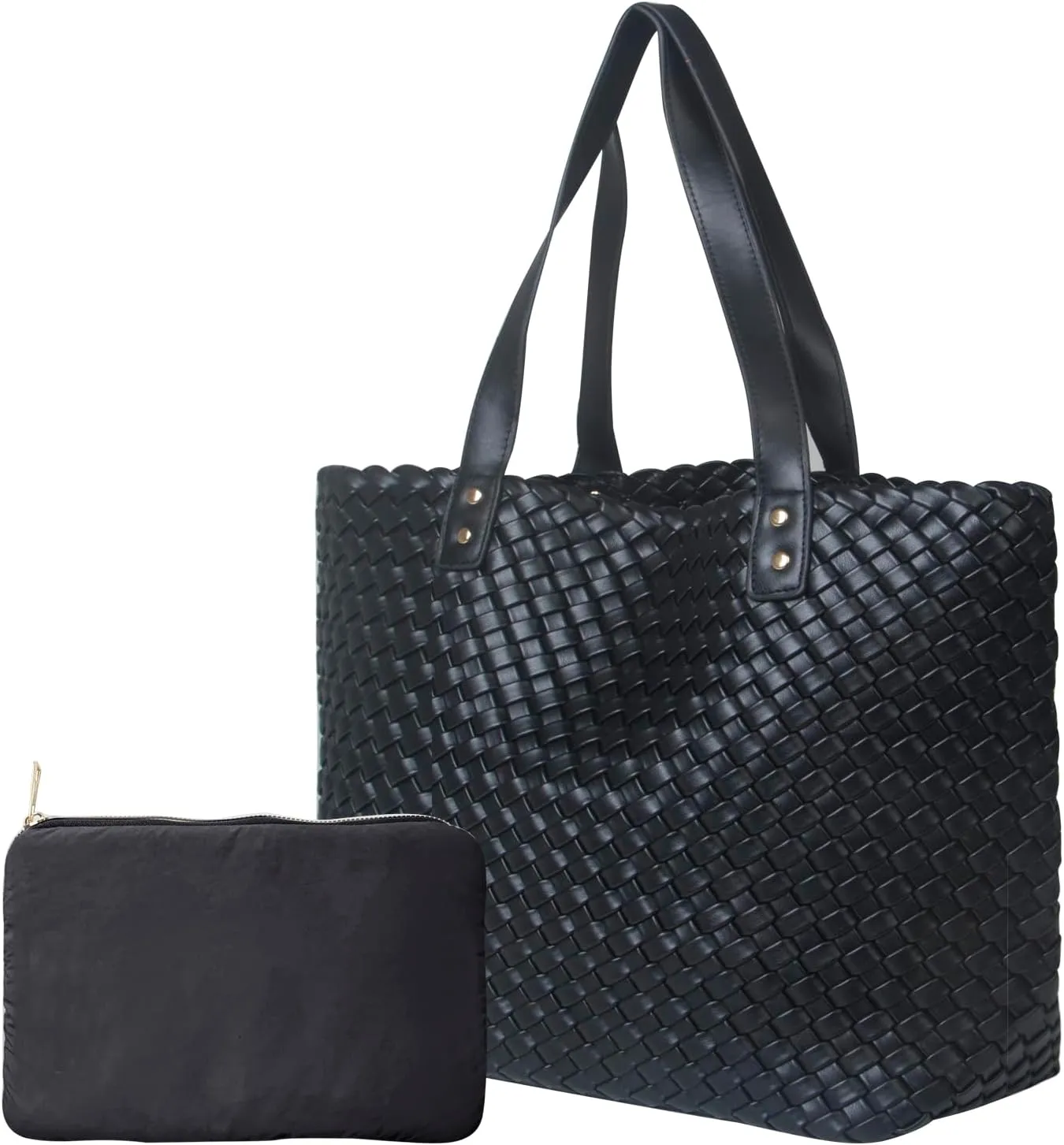 Woven Bag for Women, PU Leather Leather Shoulder Handbags Large Summer Beach Travel Bag