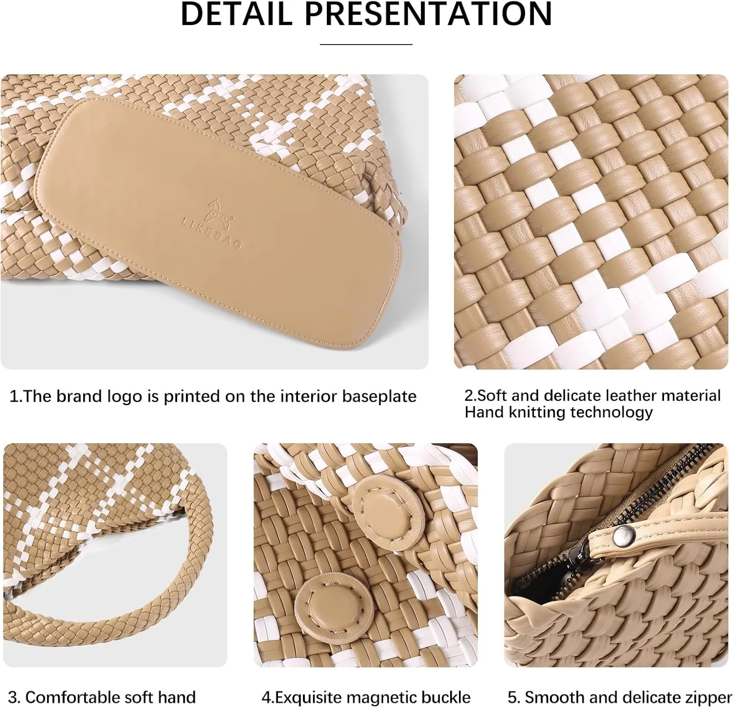 Woven Bag for Women Vegan Leather Tote Bag Large Summer Beach Travel Handbag and Purse Retro Handwoven Shoulder Bag