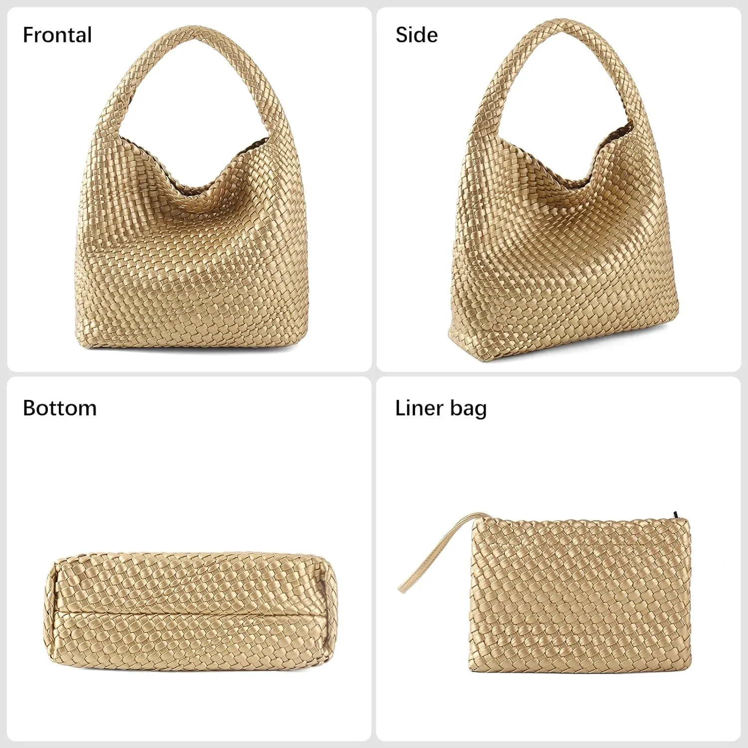 Woven Bag for Women Vegan Leather Tote Bag Large Summer Beach Travel Handbag and Purse Retro Handwoven Shoulder Bag