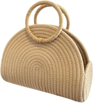Woven Handheld Bag for Women Capacity Summer Tote Bag Portable Beach Handbag for Travel Shopping and Parties Lightweight and Durable Design