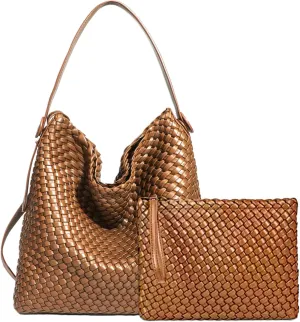 Woven Leather Tote Bag for Women Large Woven purses shoulder bag Fashion Shopping Travel Handbags