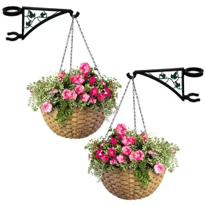Woven Resin Hanging Baskets with Brackets by Prime Retreat
